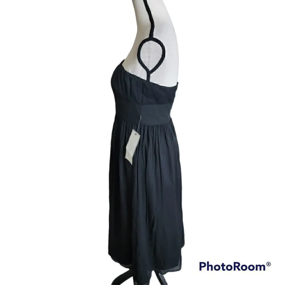 J. Crew NWT Black Strapless Silk Dress. Size 6.